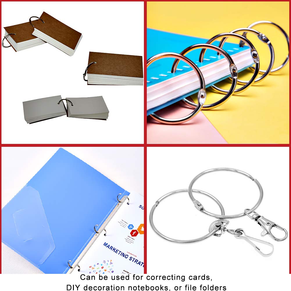 Coideal Large Shower Curtain Rings Open, 20 Pcs Metal Curtain Hooks 50mm Big Circular Loops Key Ring Brushed Nickel (Silver)