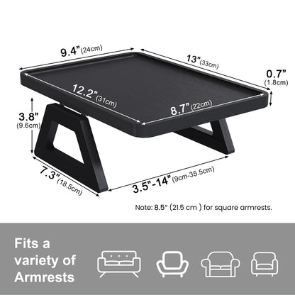 Fibogollo Sofa Tray,Bamboo Folding Couch Arm Tray,Sofa Armrest Trays Clip-On Couch Desk for Drinks,Snacks,Phone,Remote Control Black
