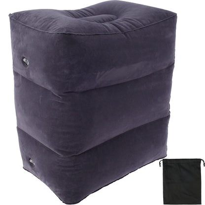 Inflatable Foot Rest Pillow for Plane 3 Layers Adjustable Heights Leg Rest Cushion with Storage Bag Inflatable Footrest Portable Inflatable Airplane