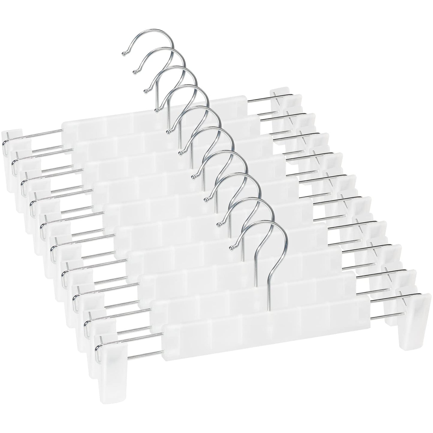Lamitocs Pack of 10 Clothes Hangers with Strong Non-Slip Adjustable Clips Hooks, Space-Saving Trouser Hangers for Hanging Trousers, Socks, Skirts