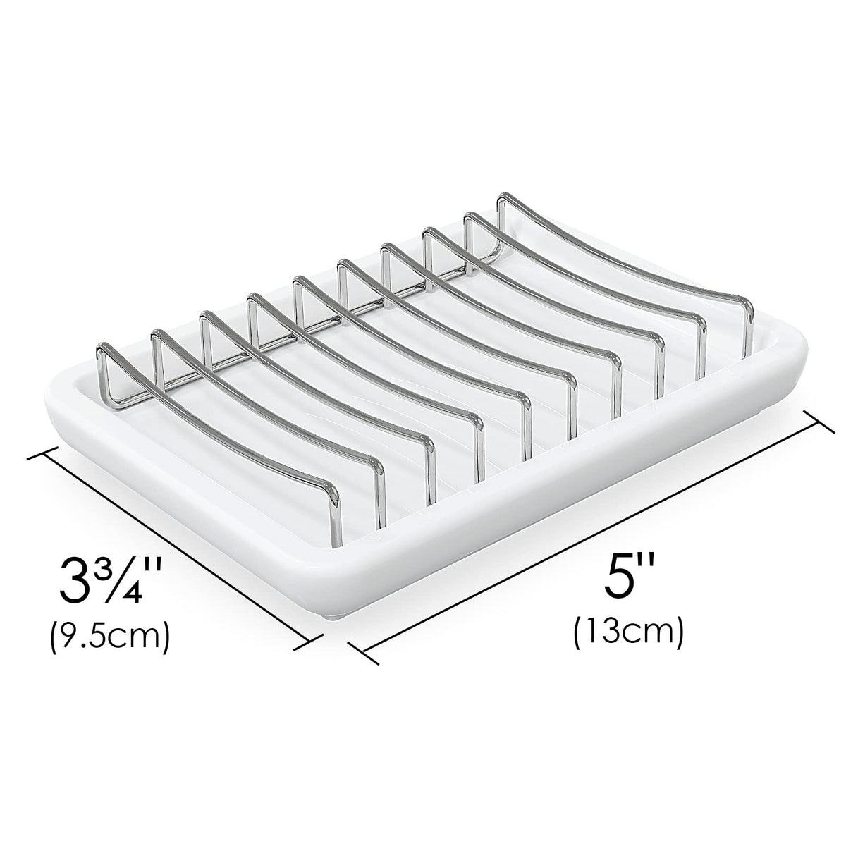 Linkidea Ceramic Soap Dish with Removable Stainless Steel Wire Rack, Double-Layer Bar Soap and Sponge Holder with Drip Tray for Bathroom Sink and