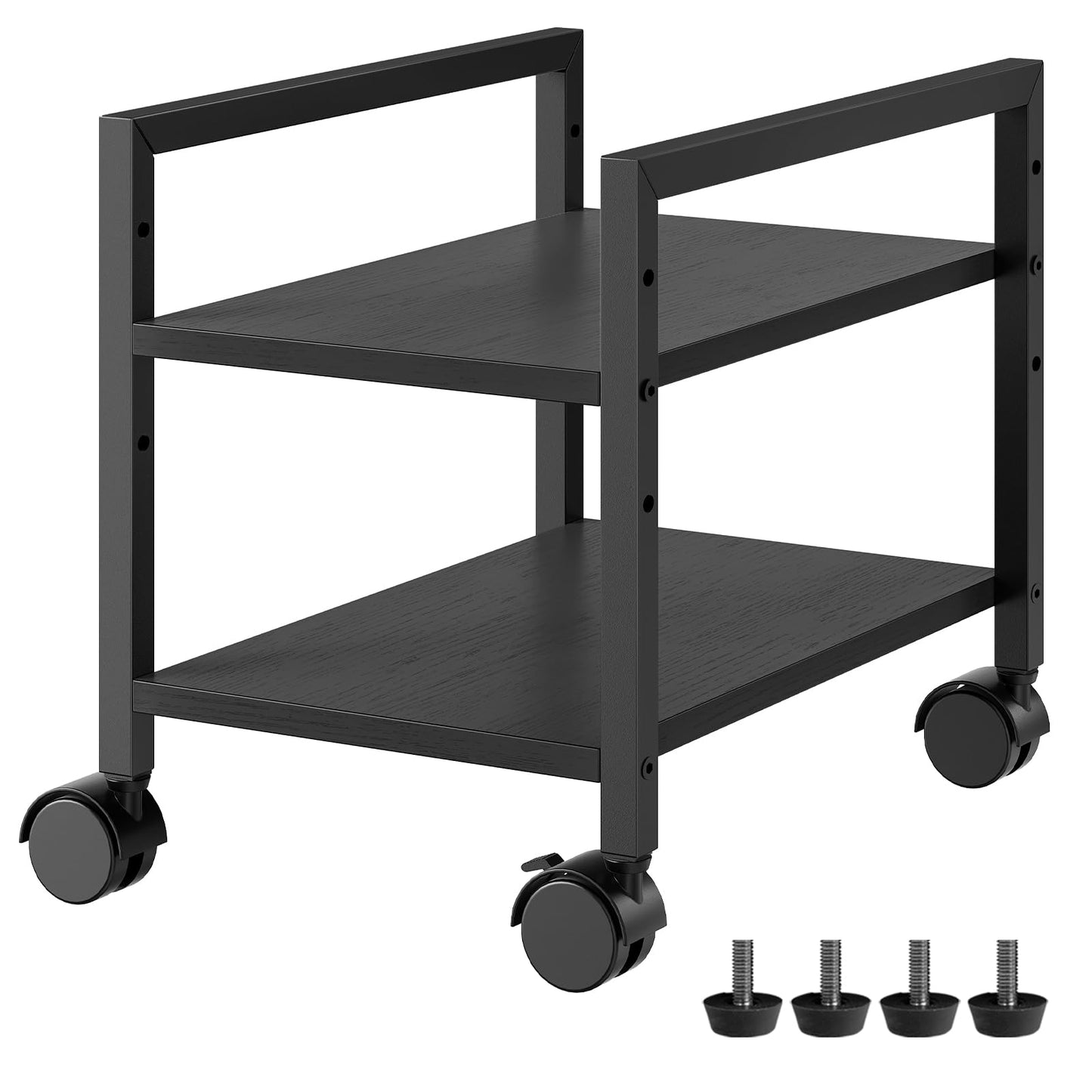 HOOBRO Computer Tower Stand, 2-Tier Computer Tower Cart, Printer Table, PC Stand Under Desk, Mobile Rolling Cart with Wheels, Height Adjustable