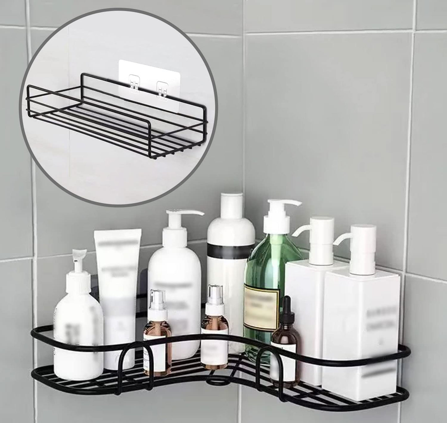 SUBTAVIK 12 Pcs Shower Caddy Adhesive Hooks Replacement, Corner Sticker Transparent Sticky for Bathroom Kitchen Shelf (Double&Single Hook), (YW0133)