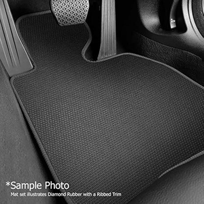 Rubber Car Mats FOR Ford Fiesta MK8 2017+ Luxury Diamond Rubber - Yellow Ribbed Trim [DIAMRUB-2184]