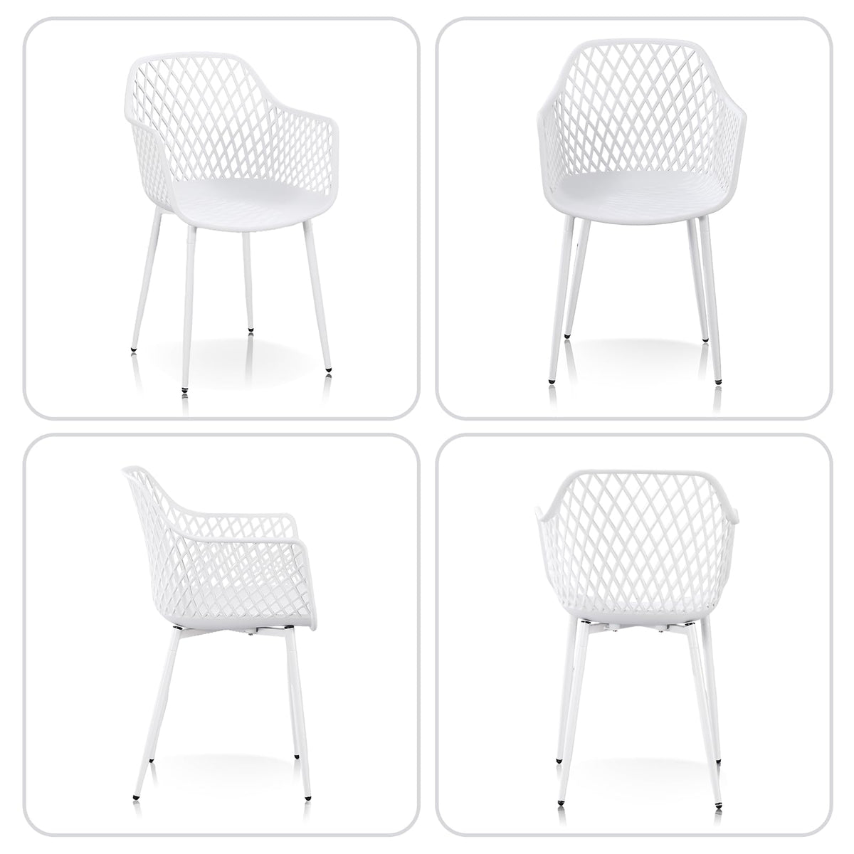 TAO ONE Dining Chairs with Arms, Modern Hollow Back Design Patio Dining Chairs, Living Room Plastic Armrest Side Chair