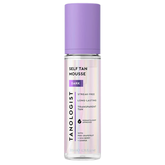 Tanologist Self Tan Mousse Dark (200 ml) Clear Self Tanning Foam For Sensitive Skin Dermatologist Approved Clean Ingredients & Vegan