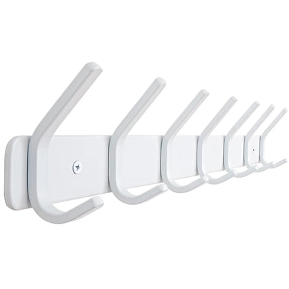HONSKY Wall Mounted Coat Rack Heavy Duty, 7-Double Hook Metal Towel Rack, Coat Hanger for Entryway, Bathroom, Bedroom, White