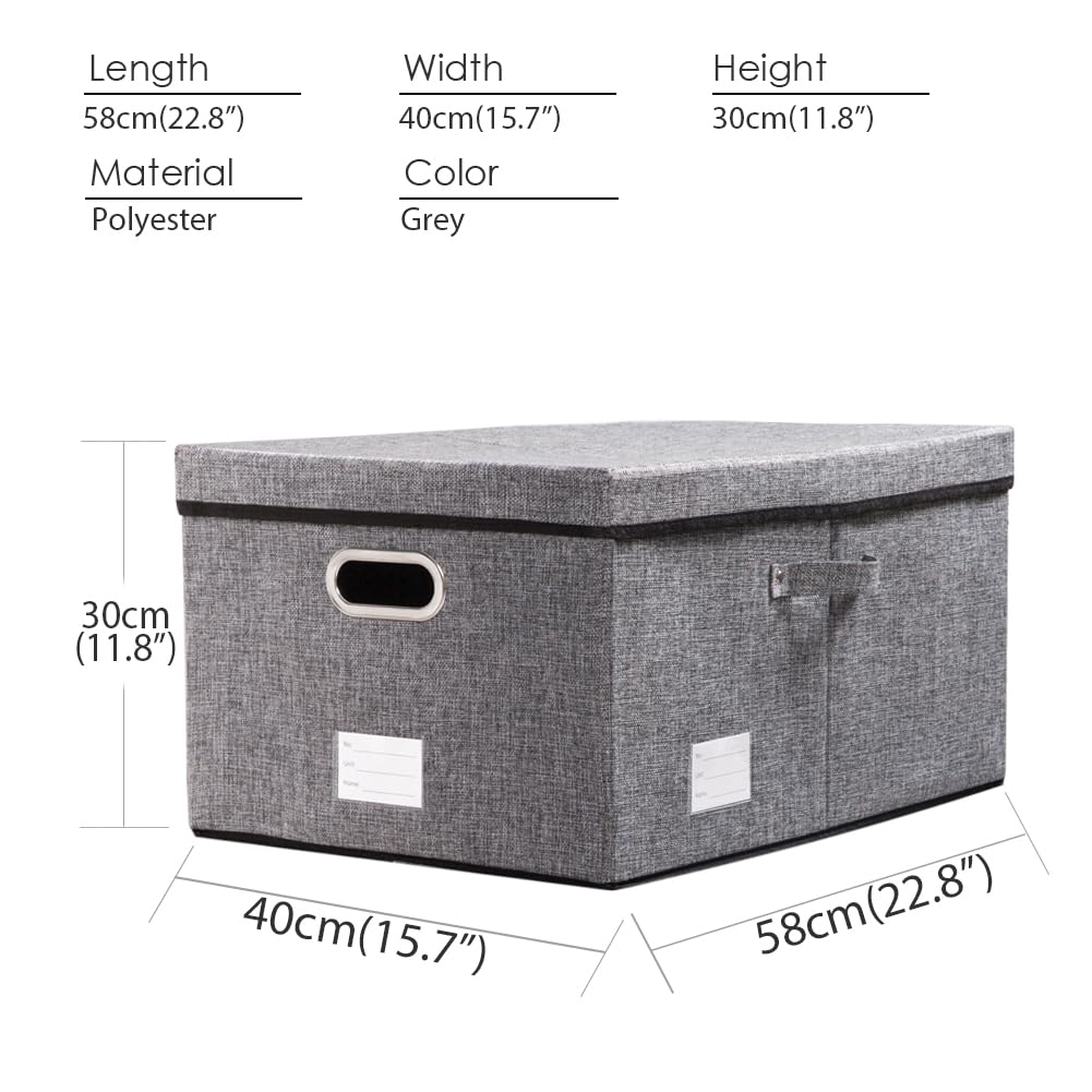 Prandom Storage Boxes with Lids Large,Collapsible Linen Fabric Storage Box,Decorative Bins,Really Useful Box,Clothing