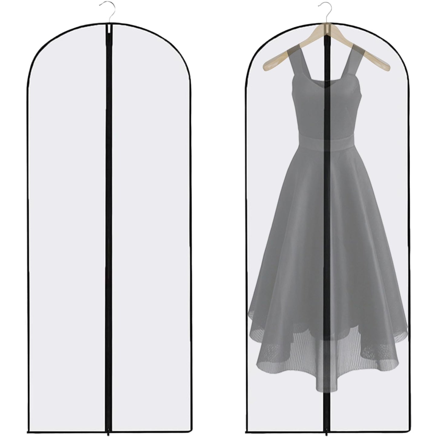 Dress Bags Covers long,2 PCS Dress Covers Garment bags Full Length,Garment Covers Translucent with Zip Waterproof Dustproof Long Dress Bags Covers