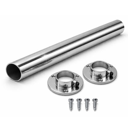 Round Wardrobe Rail 25mm Polished Chrome Hanging Tube for Wardrobes & Cupboards 1200mm 1.2m ~47.2″