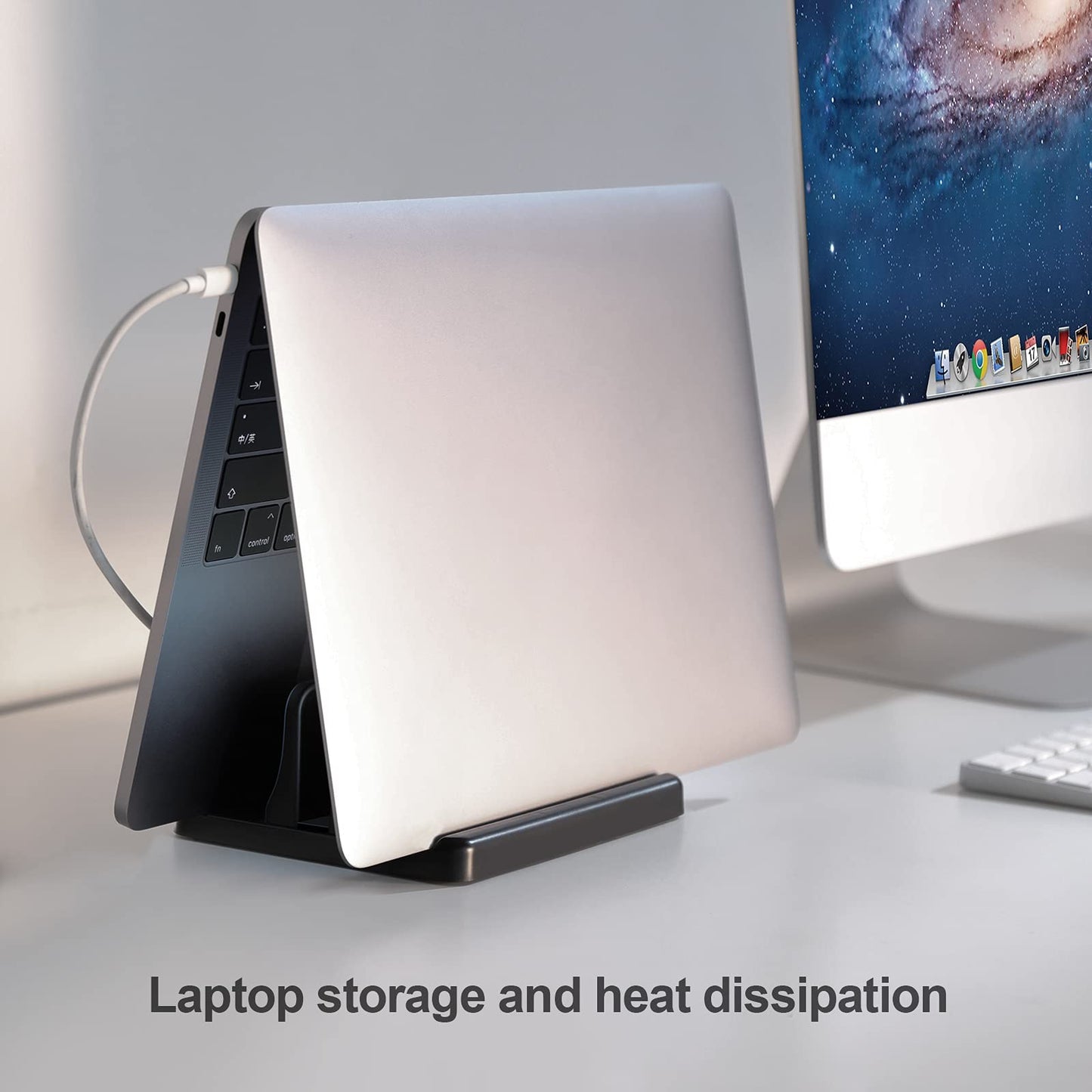 Saklifuo Vertical Laptop Stand 4 in 1 Adjustable Space-Saving Desktop Laptop Holder Sturdy ABS Portable Notebook Dock Compatible with All Notebooks