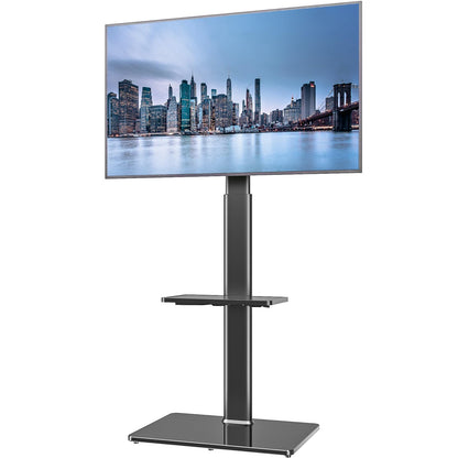 Universal Floor TV Stand with Swivel Mount for 19 to 42 inch LCD LED TV, 2 Shelves Black HT2001BP