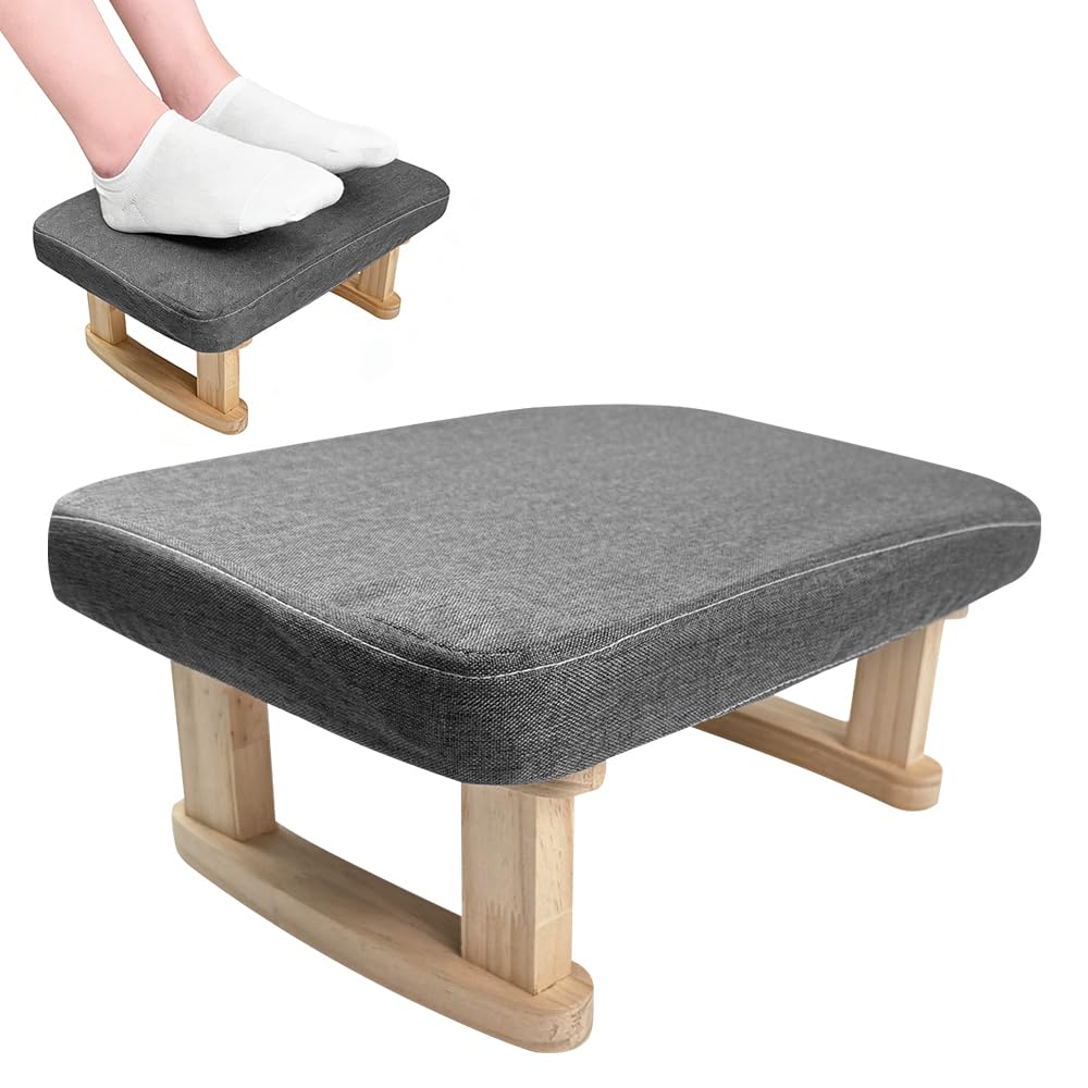 Xygobla Small Solid Wood Footstool with Padded Seat