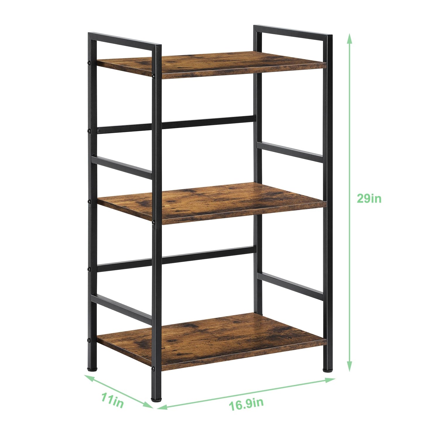 CADUKE 3 Tier Bookshelf, Industrial Style Storage Rack