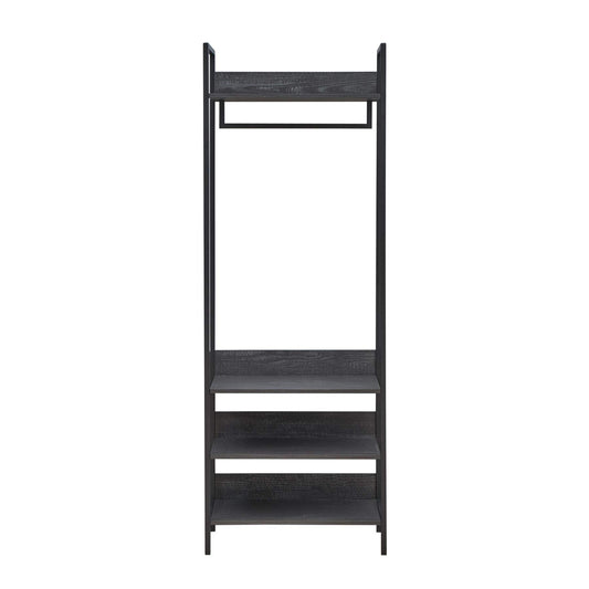 Timber Art Design UK Zahra Bedroom Double Open Wardrobe 4 Shelves Furniture Storage Cupboard Black
