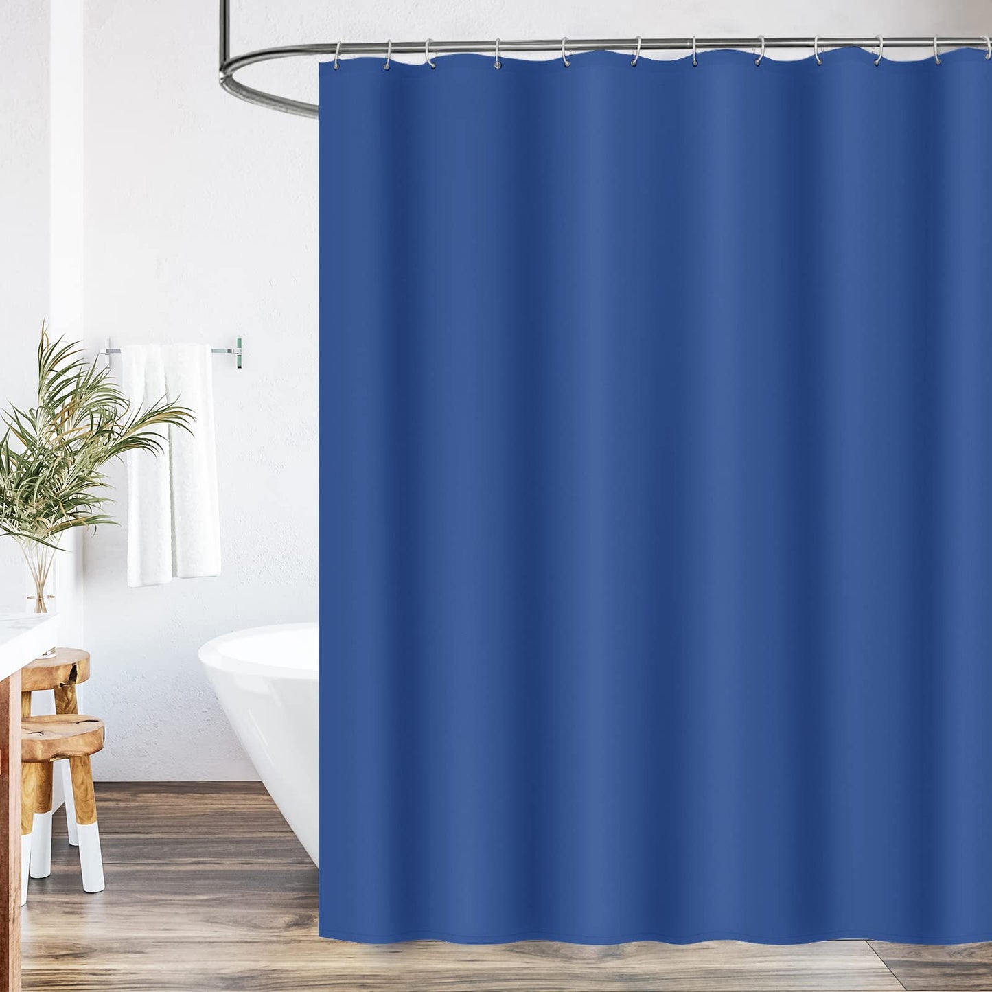 WELTRXE Shower Curtain Mould Proof Resistant, 180x180cm Waterproof Bathroom Curtain Set With Hooks, Weighted Hem