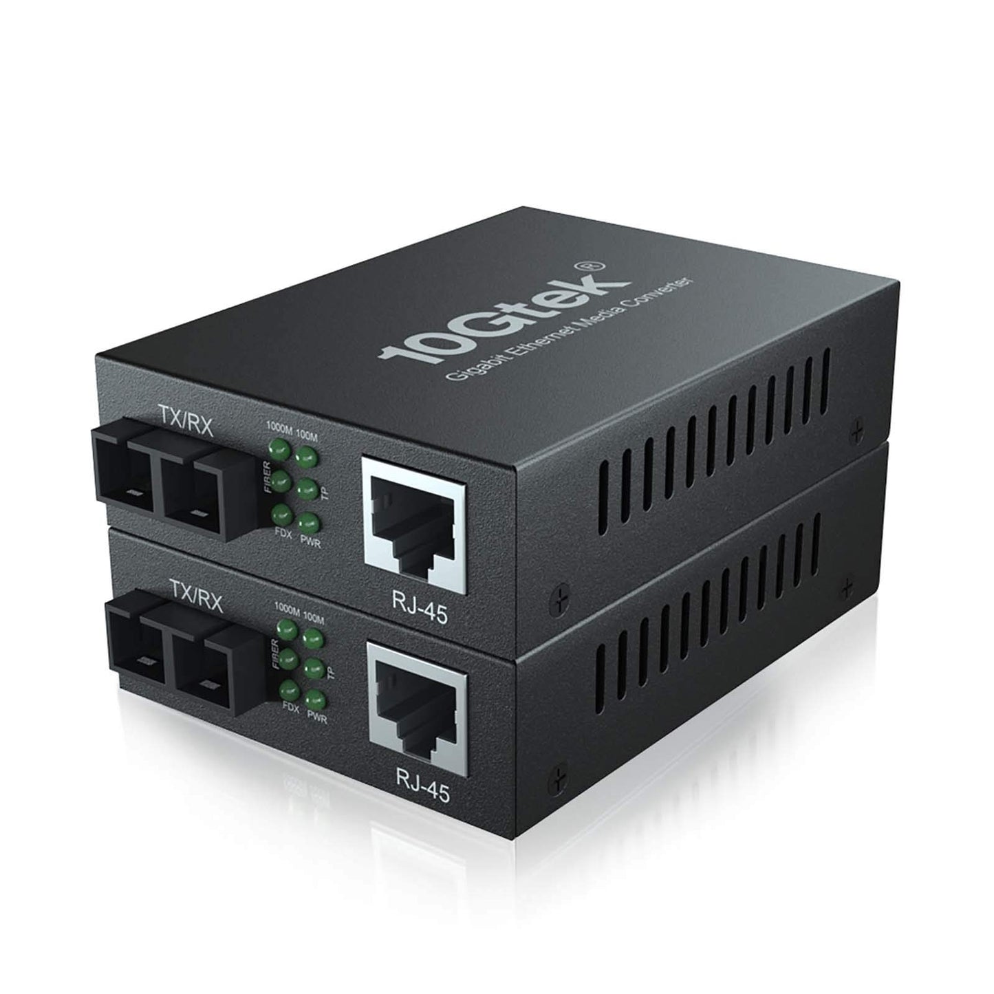 10Gtek [2 Pack] Gigabit Ethernet Media Converter with a Built-in 1Gb Singlemode SC Transceiver, 10/100/1000M RJ45 to 1000Base-LX, up to 20km, with a