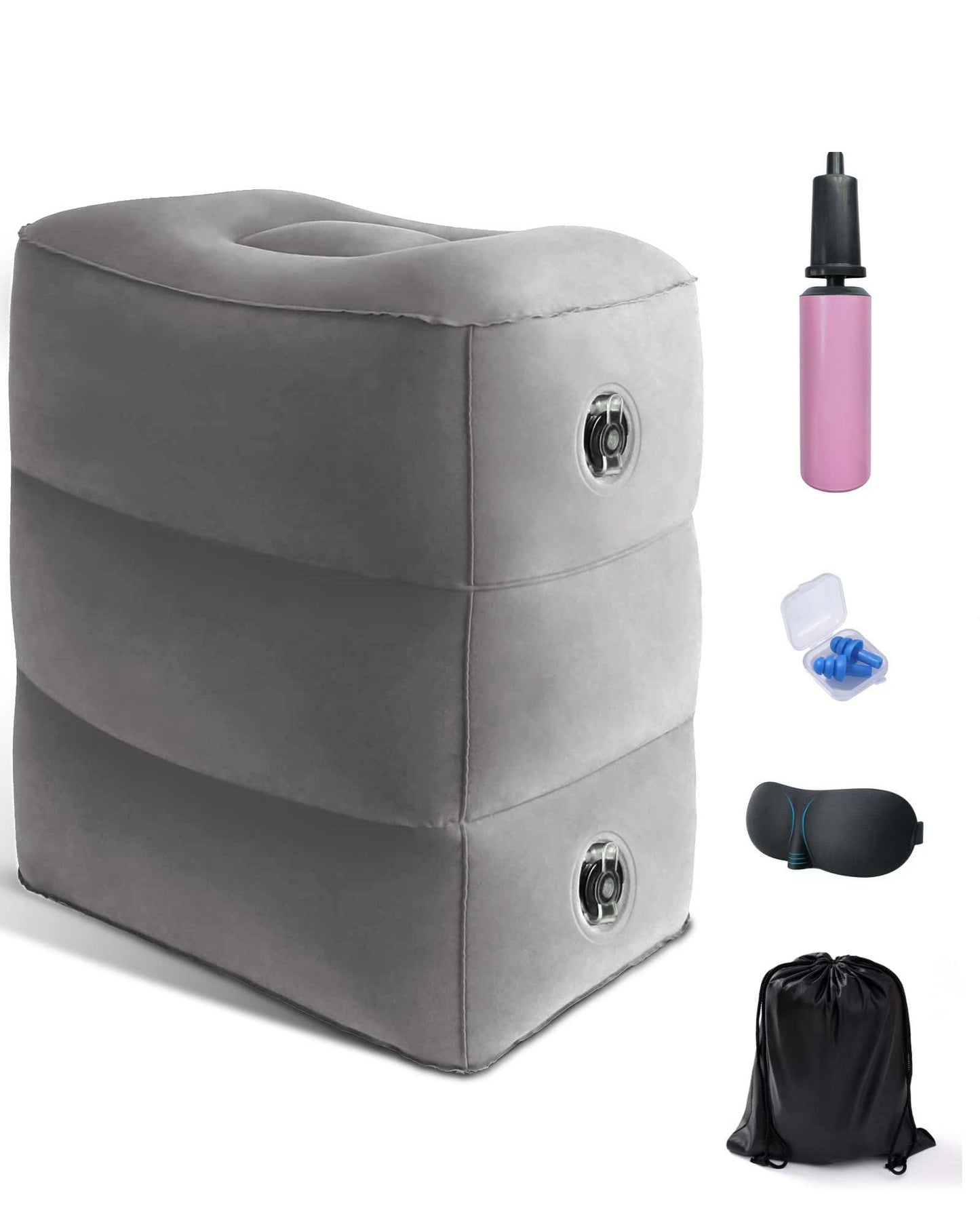 Inflatable Travel Foot Rest Pillow,Airplane Travel Pillow, Office Footrests, Adjustable 3 Layers Height Leg Rest Pillow