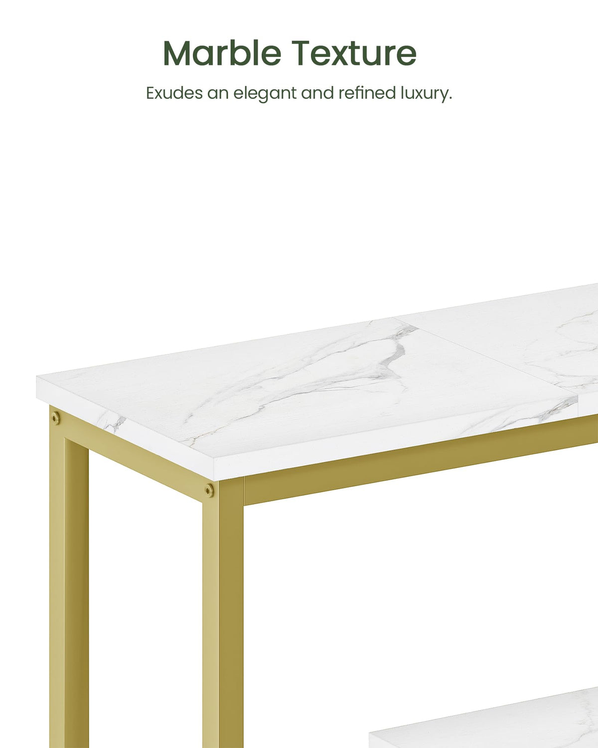 CHOEZON Modern Console Sofa Table, 3-Tier Display Table, Marble Veined Table Top, Metal Frame, for Small Spaces, Entryway, Foyer