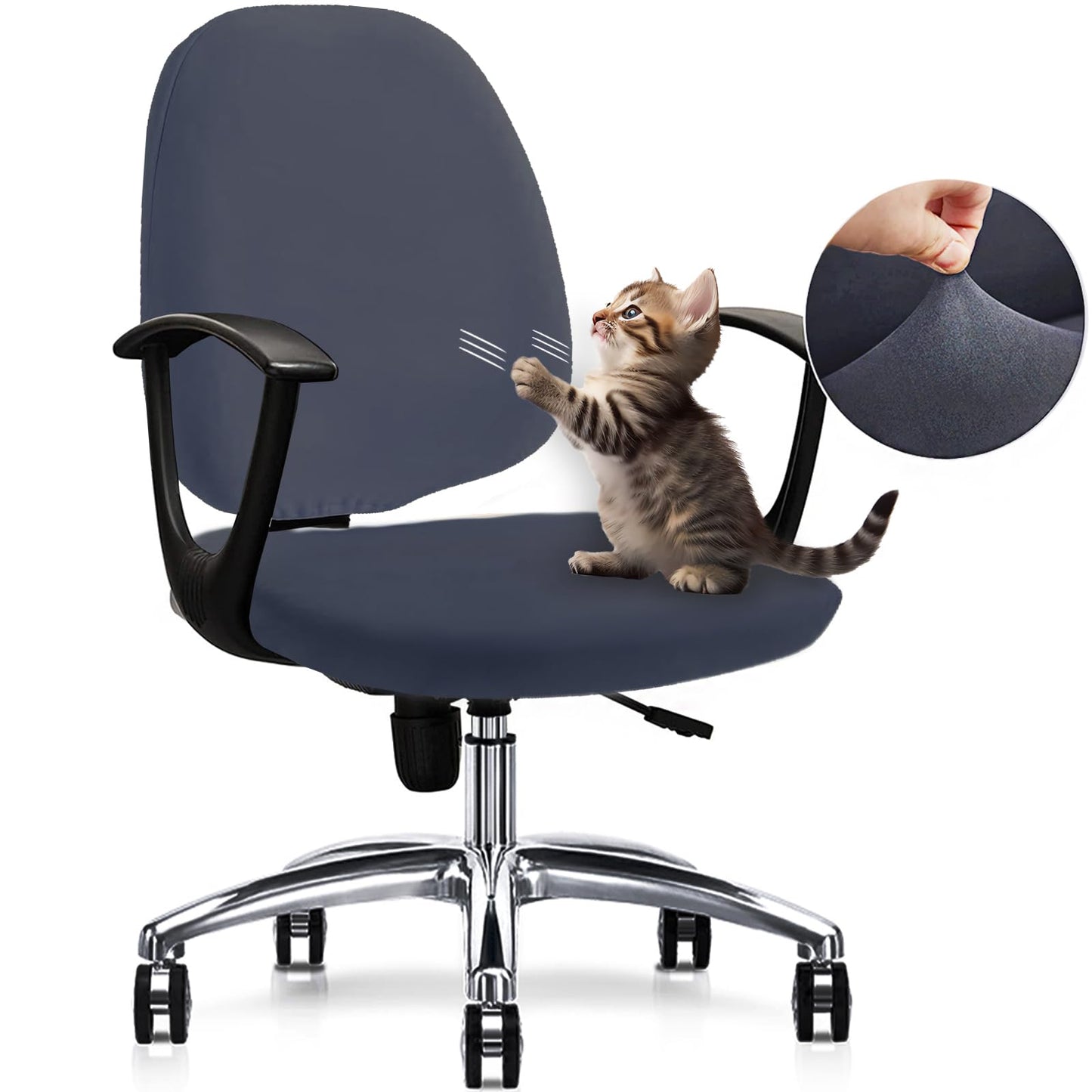FYTXSZ Chair Covers Spandex Office Computer Chair Cover Stretch Removable Washable Rotate Swivel Chair Protective Covers (Dark Grey)