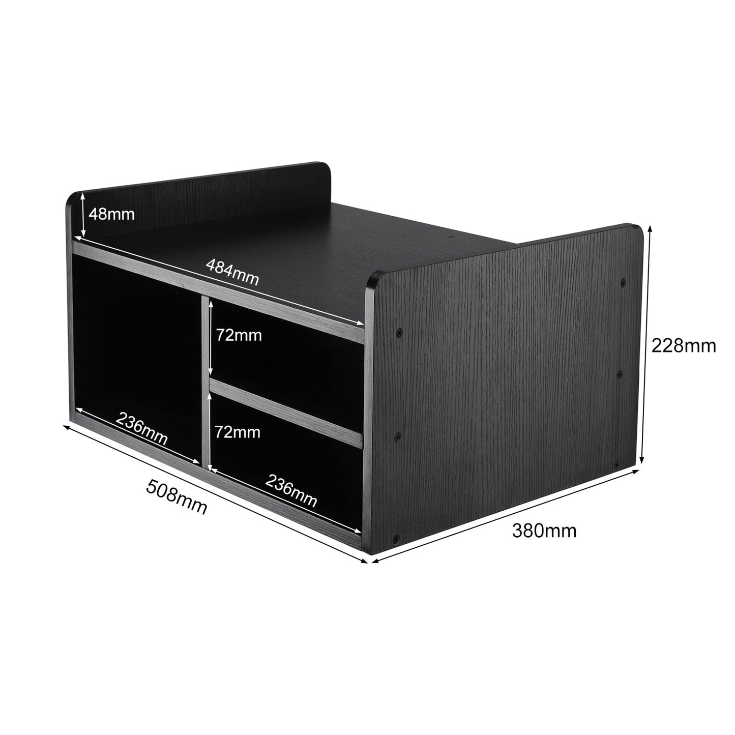 EasyPAG Desktop Wood 2 Tier Printer Stand with Storage Fax Shelf Office Desk Tidy Supplies Organiser A4 Paper Holder,Black