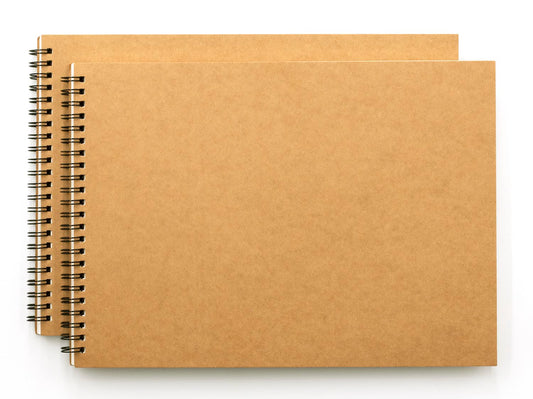 2 Pack Sketch Books A4 Landscape Spiral Bound Hardback Sketch Pad - 100 Pages (50 Sheets) White Cartridge Paper