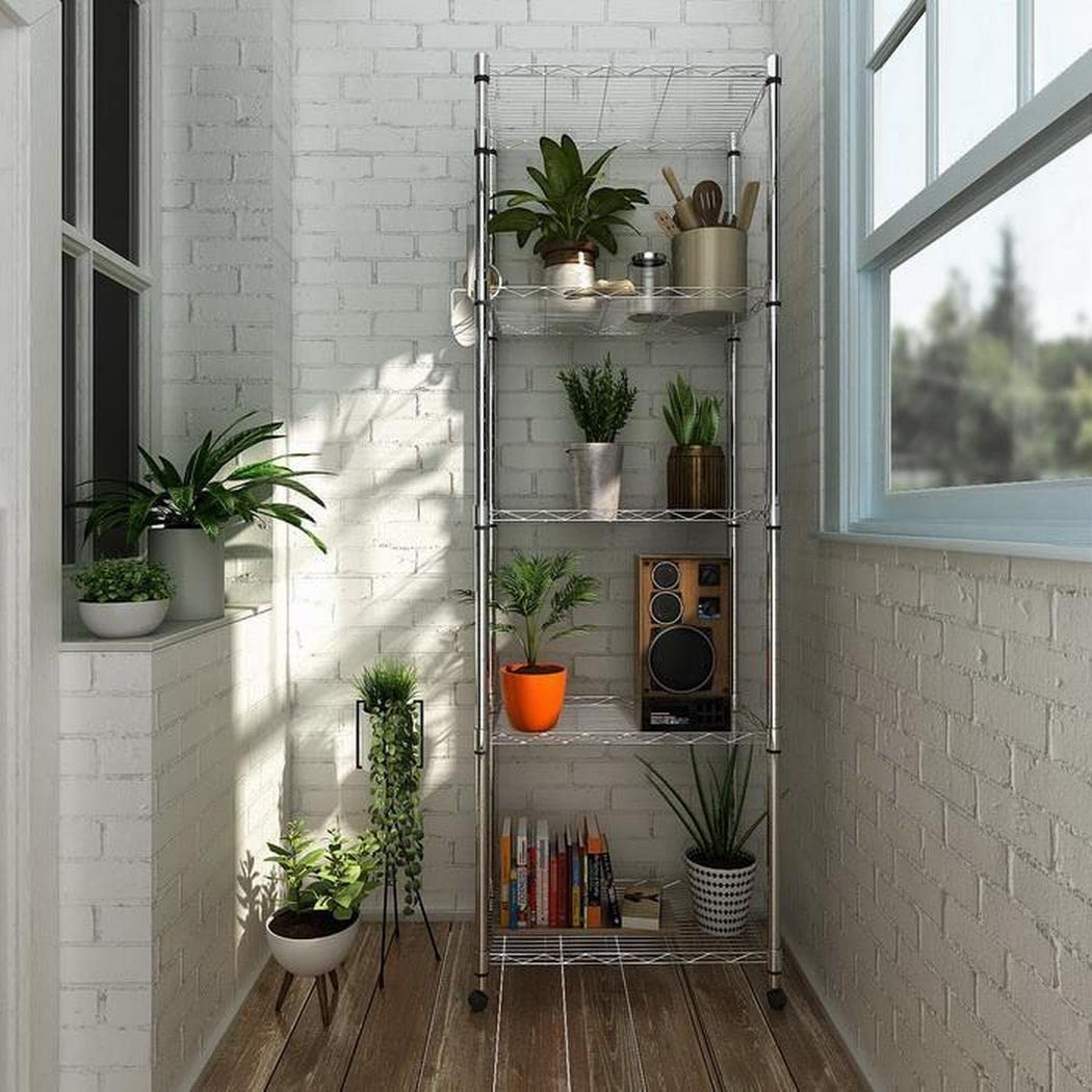 Himimi 5 Tier Wire Shelving Unit on Wheels, Kitchen Storage Unit, Adjustable Height Display Rack for Home&Kitchen 23.2 x 13.8 x 72 inch (L x W x H)