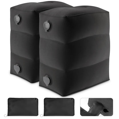 Maliton Inflatable Airplane Foot Rest with Pump Bag Black, 2Pcs