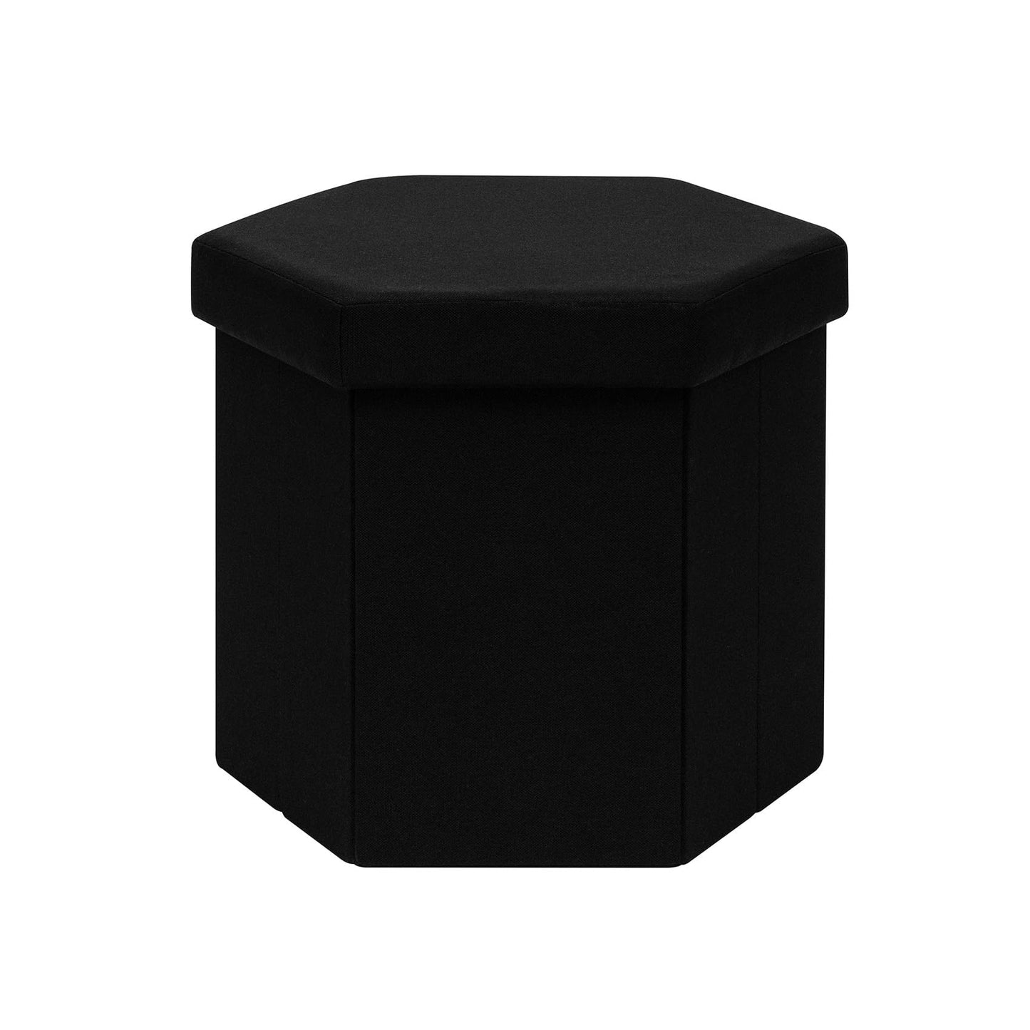 Bonlife Folding Storage Ottoman Hexagonal, Footrest with Toy Ches Box, 43cm