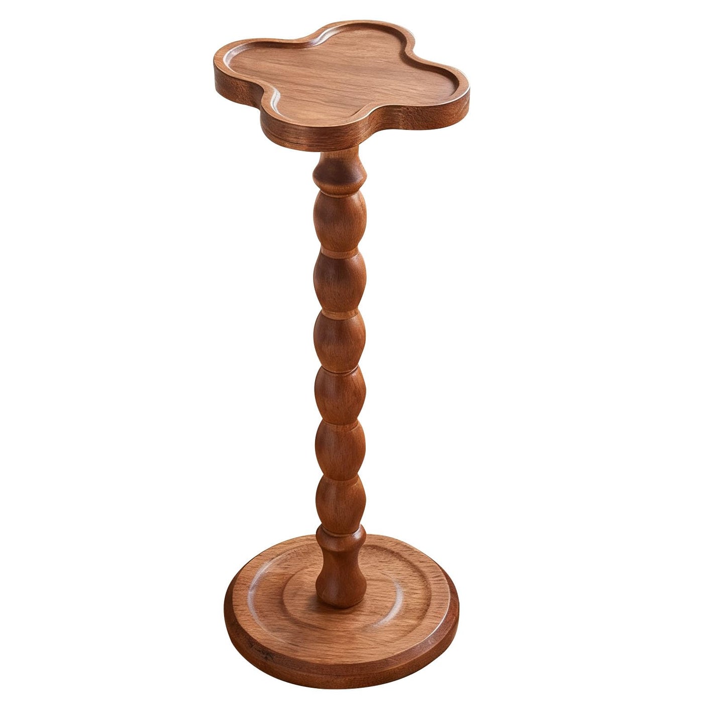 60 cm Solid Wood Round Bar Table, Modern Coffee Drink End Tables, Anti-slip Cocktail Pedestal Side Table