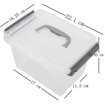Hespama 6 Pack 3 L Small Storage Boxes with Lids, Clear Lidded Storage Box
