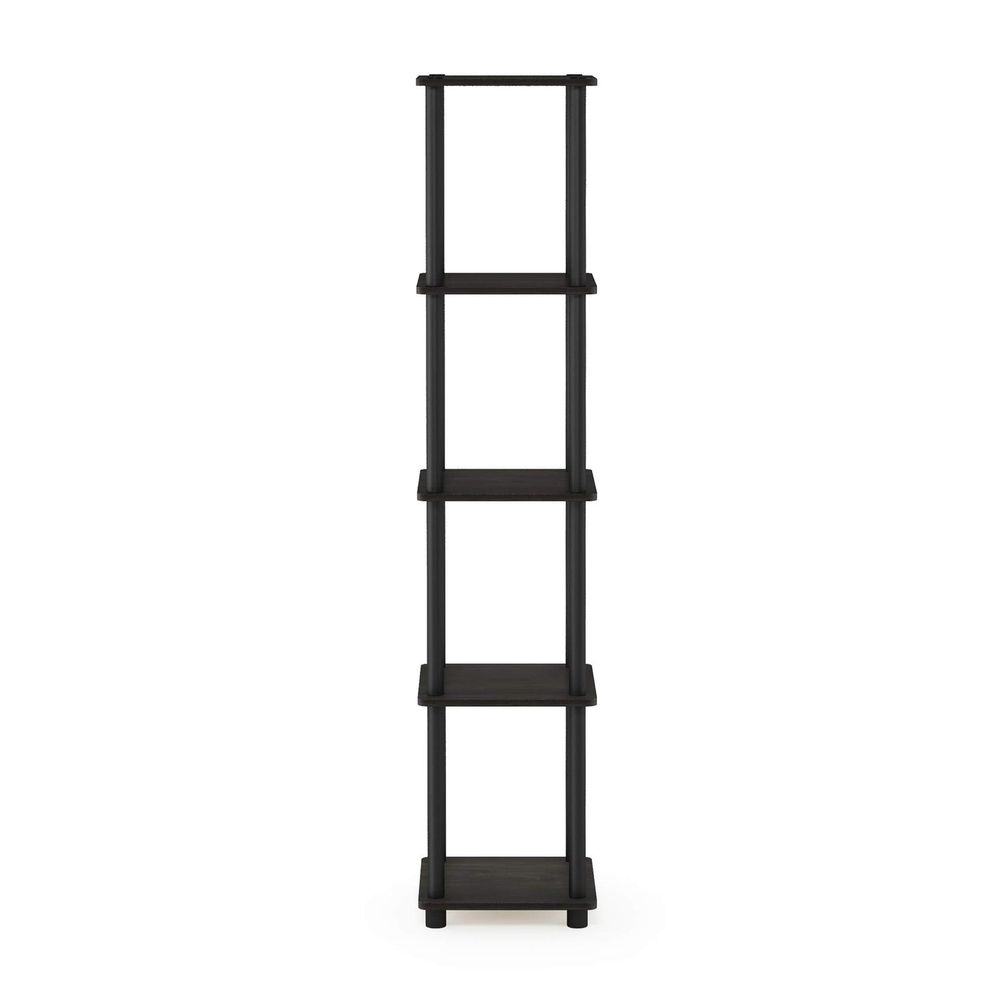 Furinno TURN-N-TUBE Storage Shelves, 5-Tier Square Book Shelf, Corner Shelf, Toolless Open Shelves, Round Tubes, for Organization and Storage