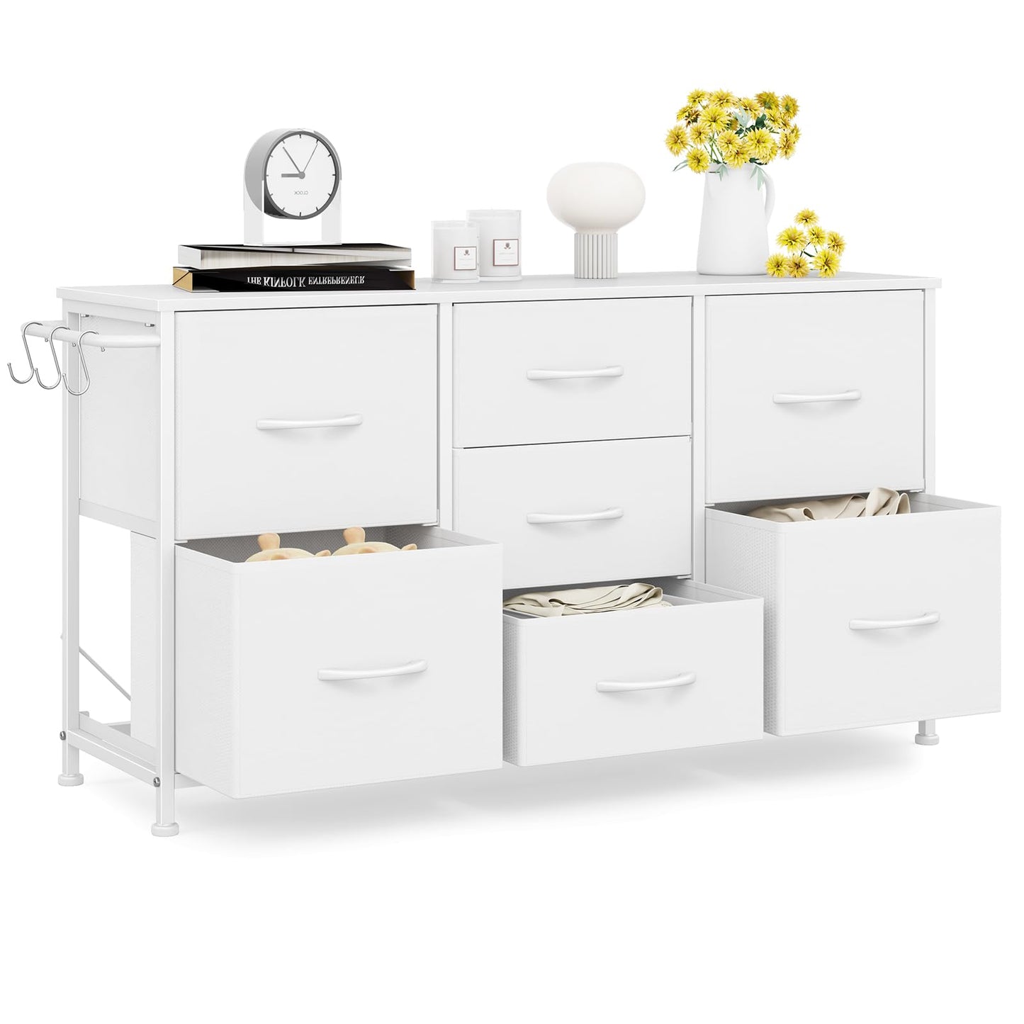 Modern Chest of Drawers 7-Drawer Storage Unit Bedroom White(100x30x55cm)