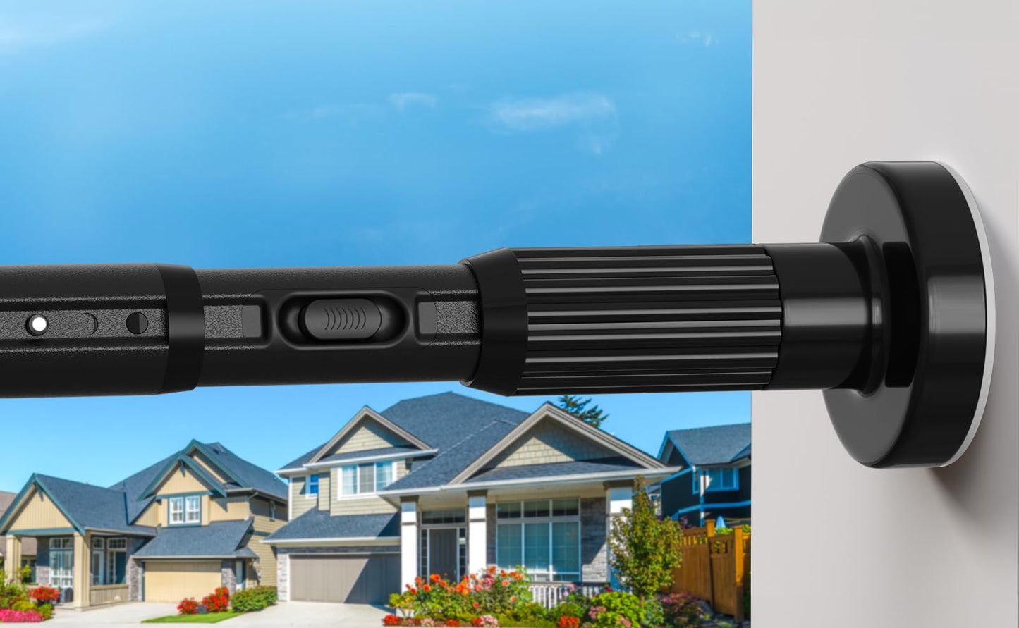 Heavy Duty Extendable Shower Curtain Pole 104-372cm Black No Drill