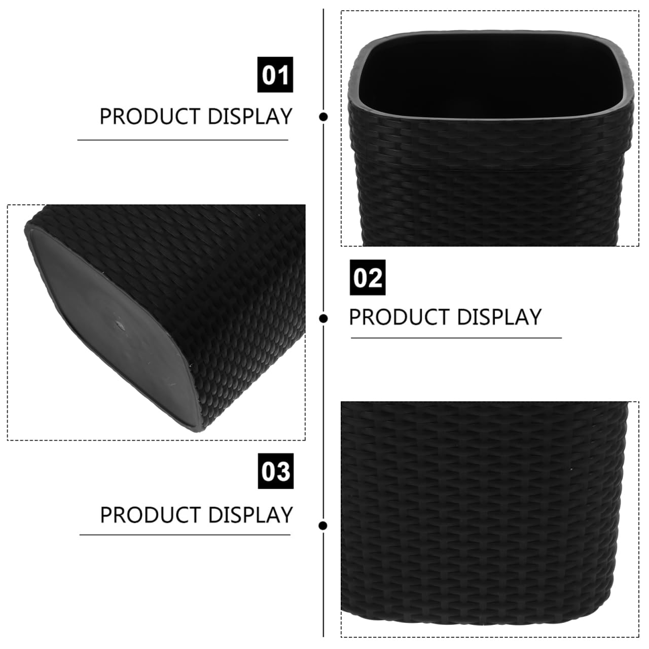 ULTECHNOVO Rectangular Waste Paper Bin Imitation Braided Plastic Office Bin Multi-Purpose Waste Basket for Home Kitchen Bedroom and Bathroom Large