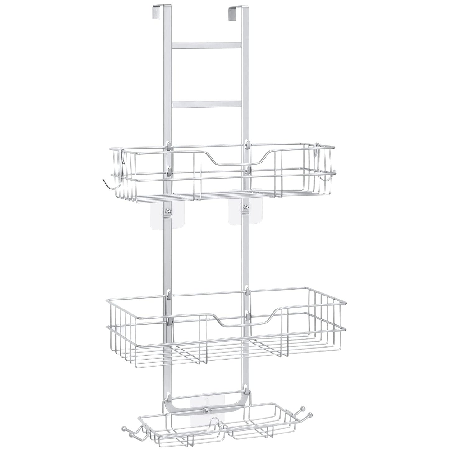 KANEODOT Shower Caddy Hanging, Over The Door Shower Storage, 2 Tier No Drilling Shower Shelf with Soap Holder for Bathroom Kitchen Silver Grey
