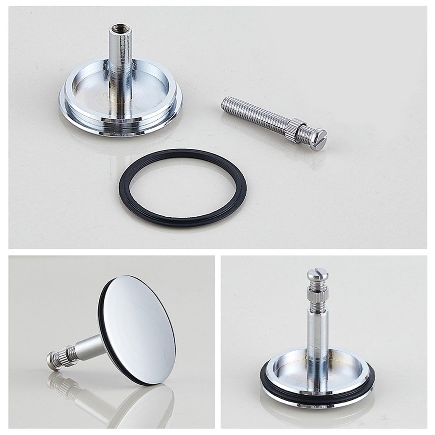 HAPPOW Bathtub Plug, 43 mm Plug Bathtub, Drain Plug Bathtub Made of Copper, Universal Bathtub Plug, Adjustable Support Rod: 47-67 mm