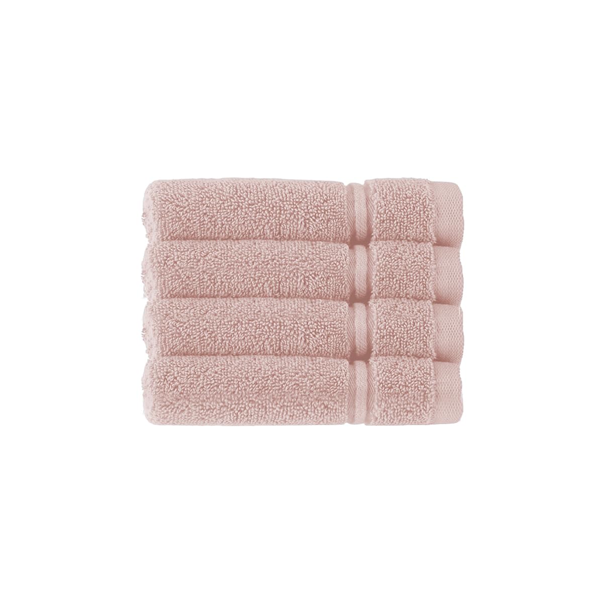 Christy Antalya Face Cloths | Set of 4 | 100% Turkish Cotton | 600GSM | Soft Plush Luxury Flannels | 4 Wash Cloths | Quick Dry | Pale Rose Pink