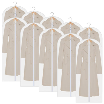 Ogetok 10 PCS Long Garment Covers Translucent Clothes Full Zipper Bags with Zip for Men Women