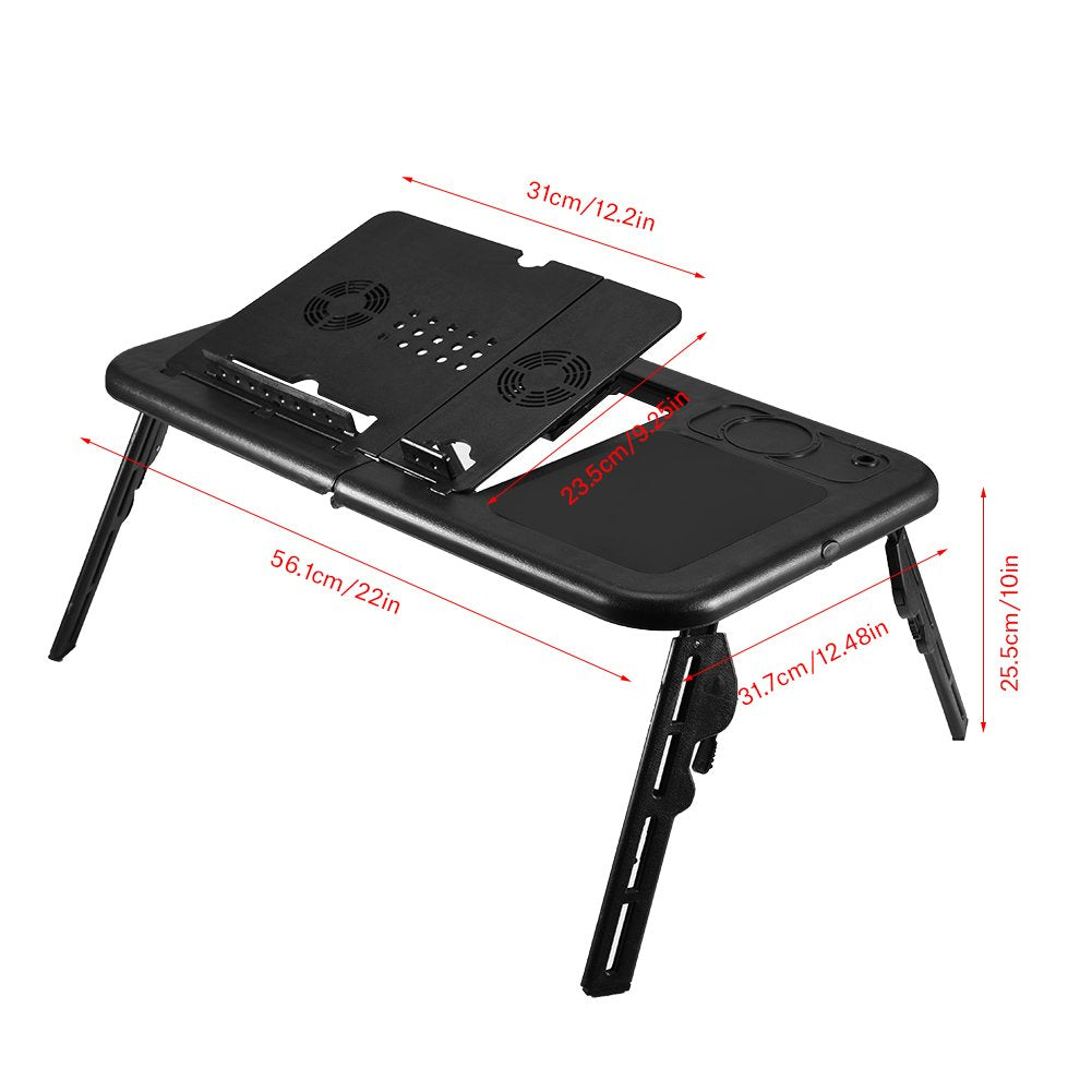 Adjustable Folding Laptop Desk, Portable Computer Table Stand with Vented Cavities for Bed Couch Chair Home Office Travel