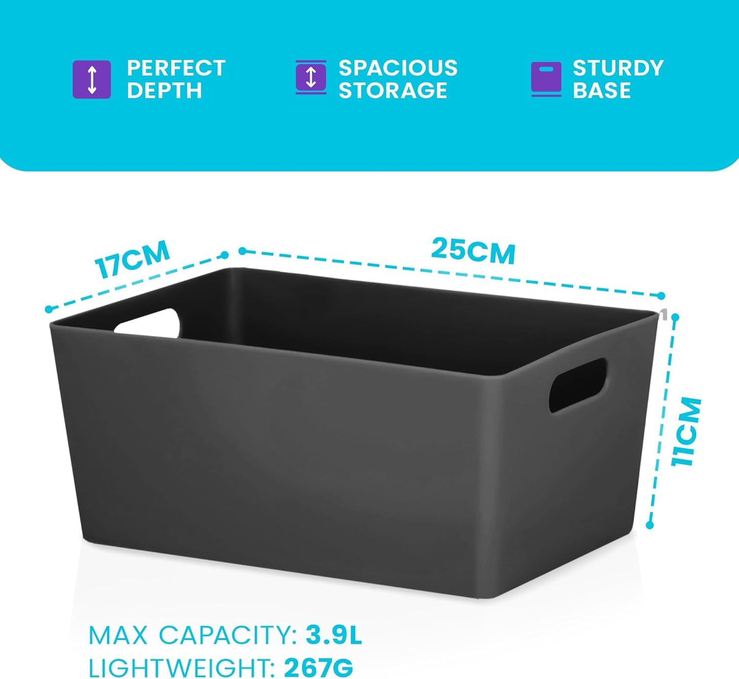 Niftii Storage Boxes | Kitchen Storage & Organisation Baskets 5-Pack 3.9L
