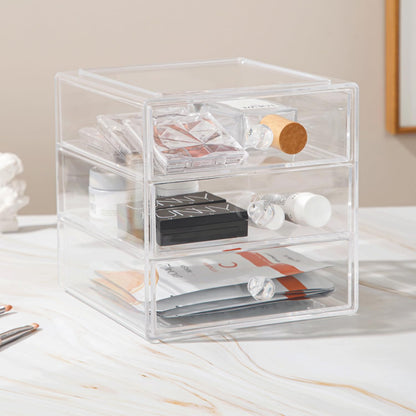Makeup Organiser Storage Box, Acrylic Cosmetic Storage Case Jewelry Display Drawer Caddy for Sunglasses Jewelry Vanity Kitchen Cabinet Bathroom