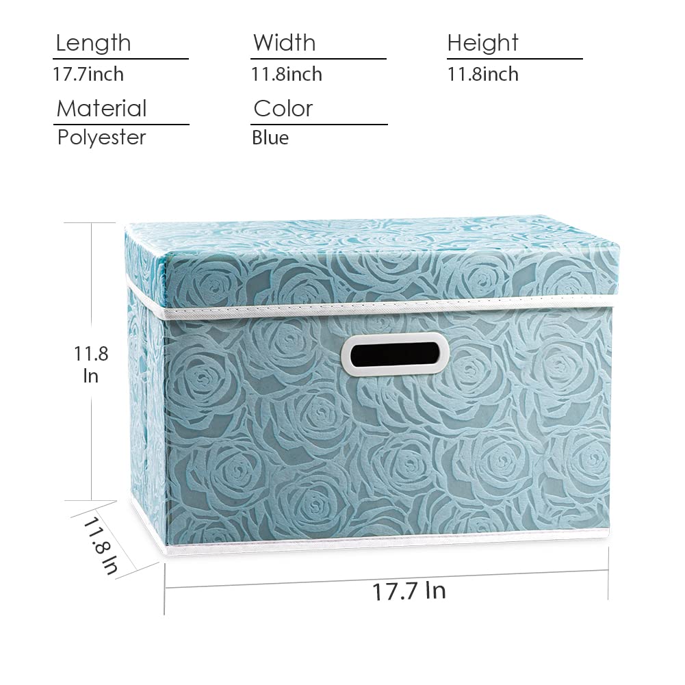 Prandom Storage Boxes with Lids Large.Rose Pattern Fabric Decorative Storage Box, Really Useful Box,Clothing Storage,Cubes