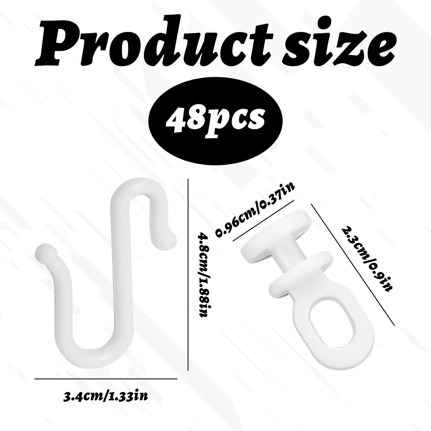 48PCS Curtain Glider Hooks Set,S-Shaped Flexible Shower Curtain Hooks,Quiet Plastic Flexible White Hooks and Gliders,Easy Install Track Rollers,for