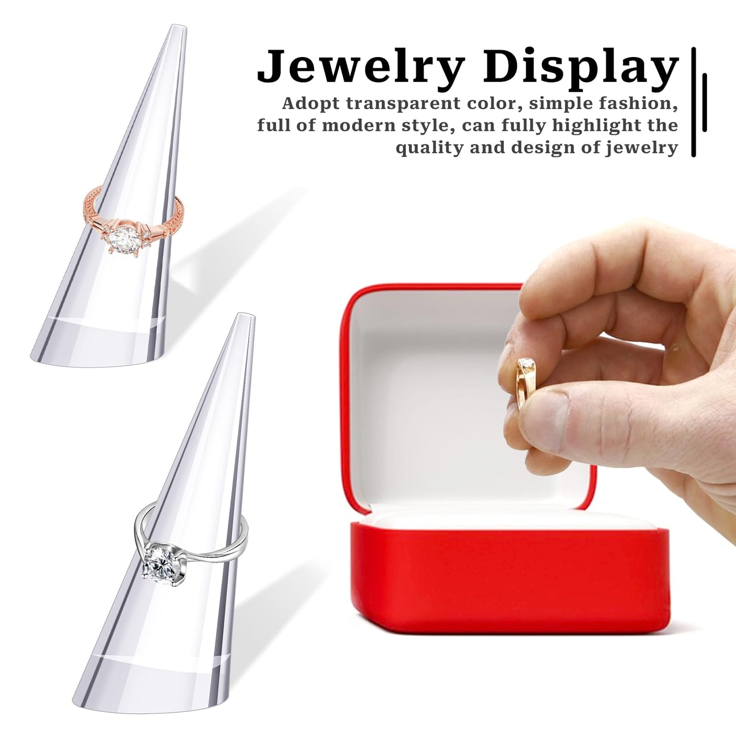 KALIONE 6Pcs Acrylic Ring Holder Ring Display, Transparent Jewelry Display Stand, Acrylic Ring Display Stand Set