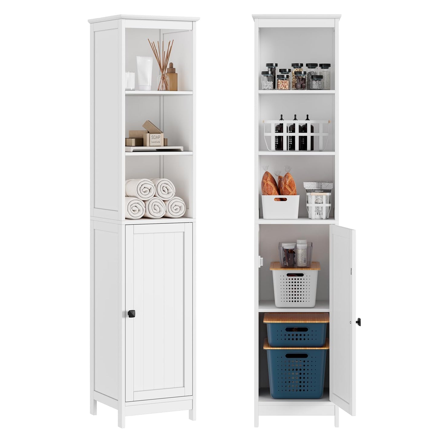 RRX Narrow Tall Bathroom Storage Cabinet,35 * 32 * 161cm (pure white)