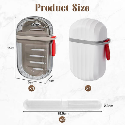 2 Pcs Travel Soap Case with 2 Travel Toothbrush Case, VEGCOO Portable Soap Box Waterproof & Leakproof Soap Container Soap Holder