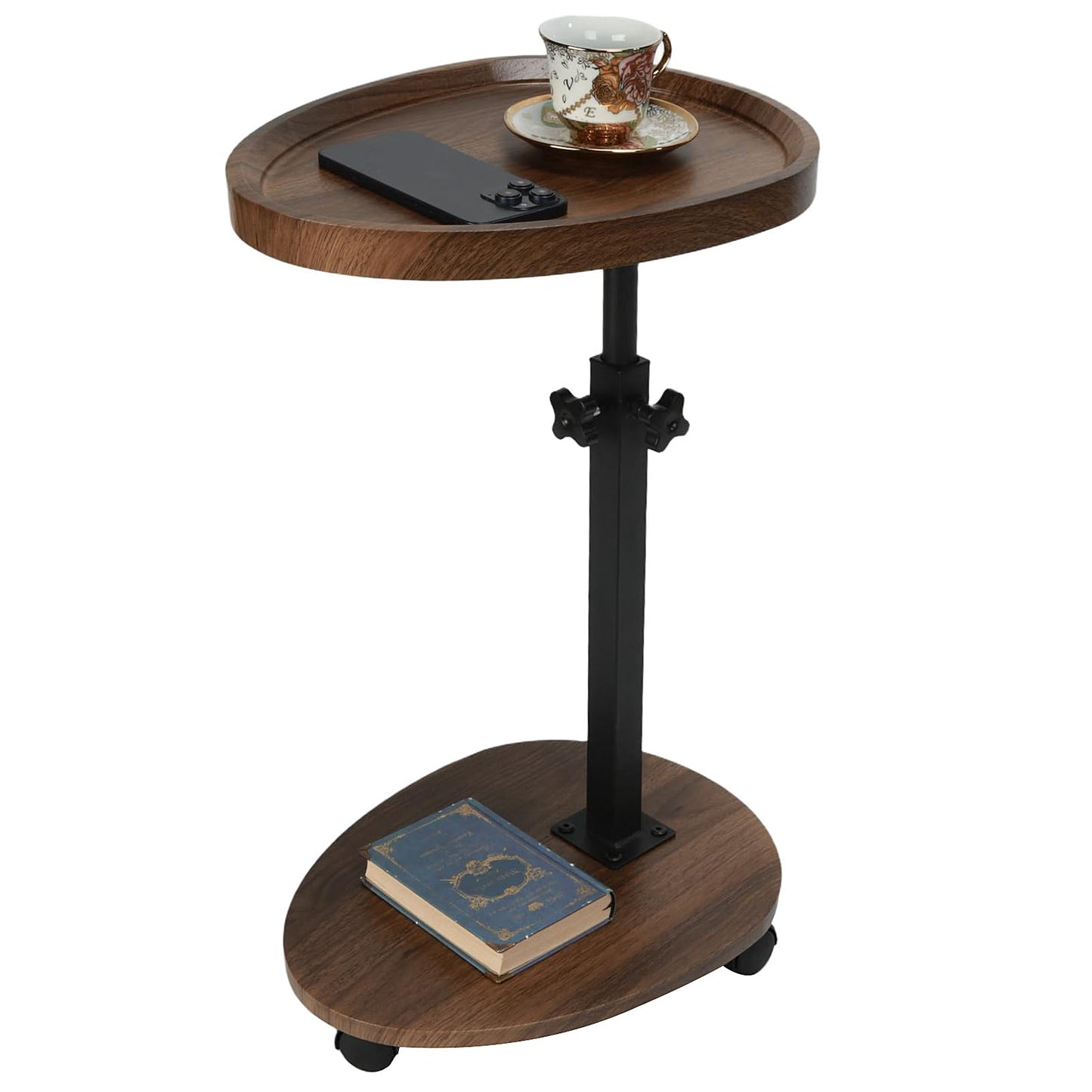 Kiss Me C Shaped Side Table Height Adjustable With Wheels For Sofa Bedroom