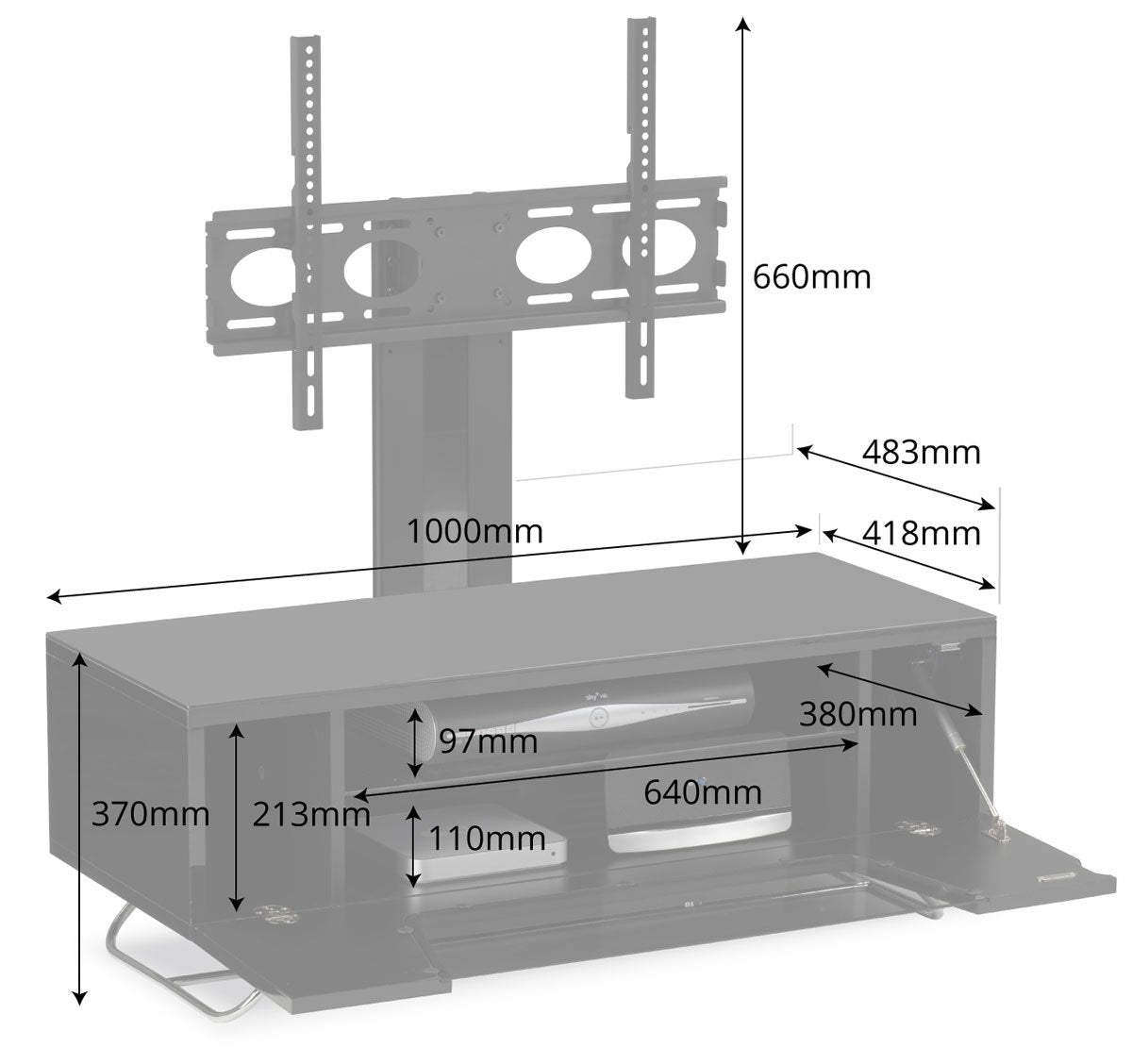 Alphason Chromium 2 1000 TV Cabinet & Bracket - Grey