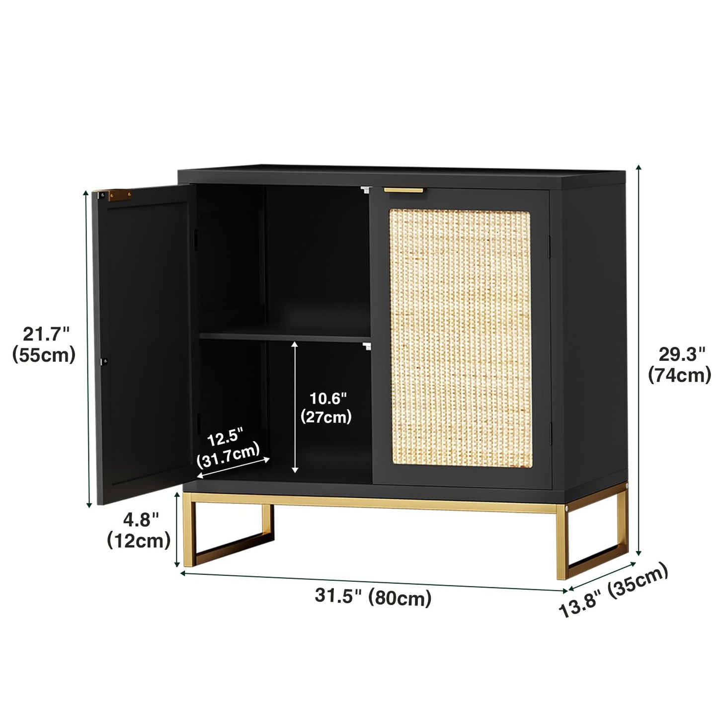 Skokliz Accent Cabinet Entryway Storage with Rattan Decorating Living Room Sideboard Narrow Storage Cupboard